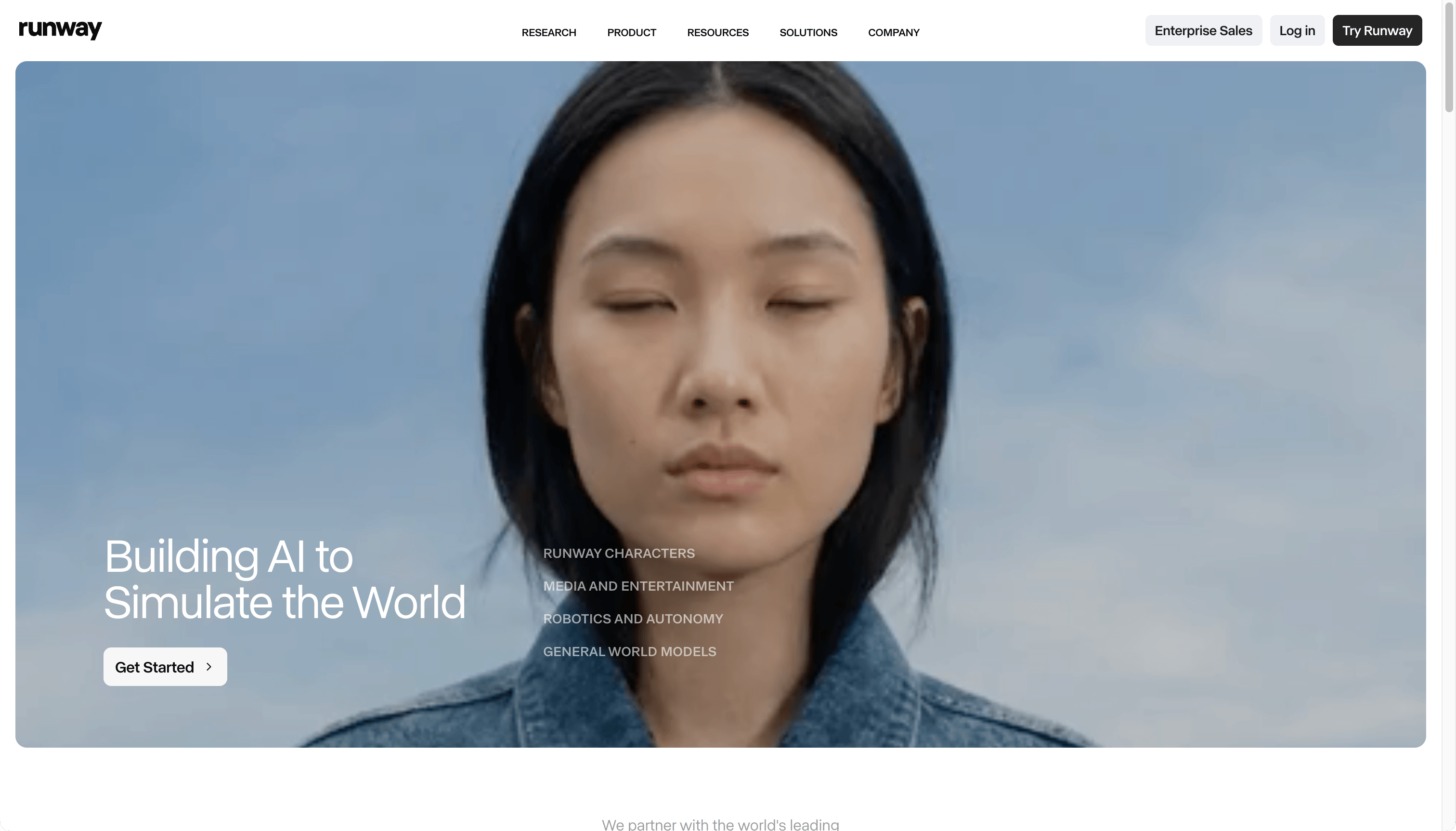 Runway homepage screenshot