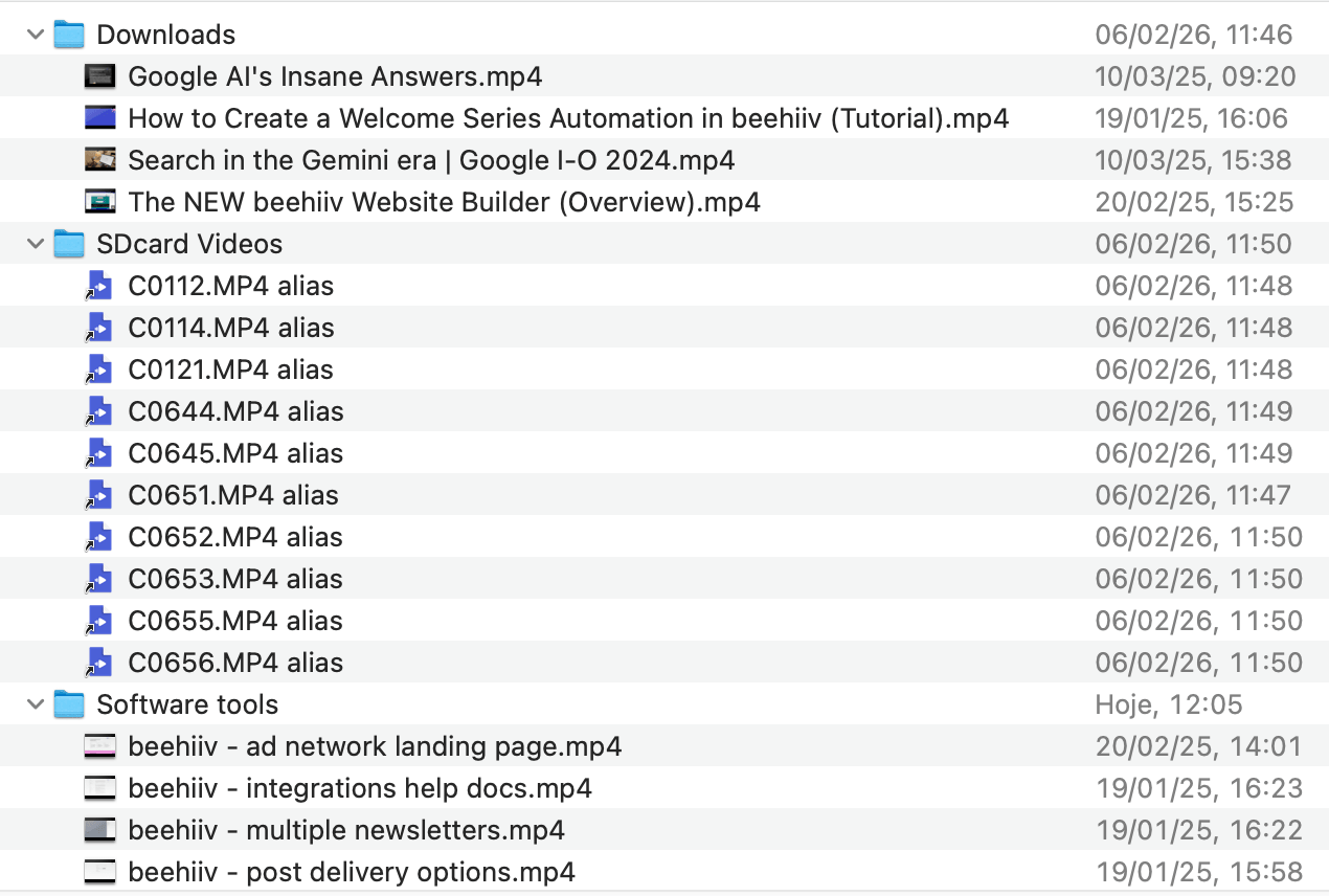 Example of a disorganized B-roll library.